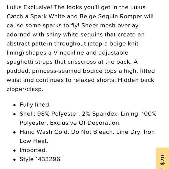 Lulu’s Catch a Spark White and Beige Sequin Romper - Picture 4 of 7